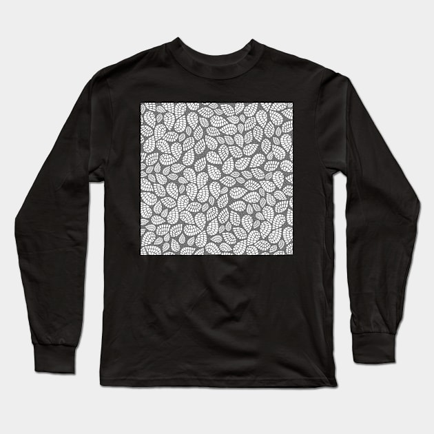 Sandpaper Teardrop Tiles | Dark Grey and White Mosaic Pattern Long Sleeve T-Shirt by cherdoodles